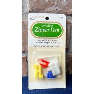 Vintage J & P Coats Invisible Zipper Foot N 407 NIB